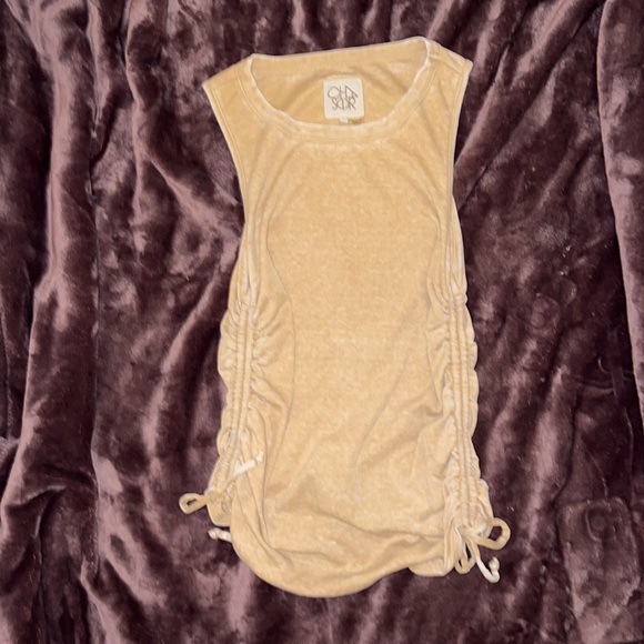 CHASER - beige muscle tank top with ruched detail size small - Picture 6 of 14